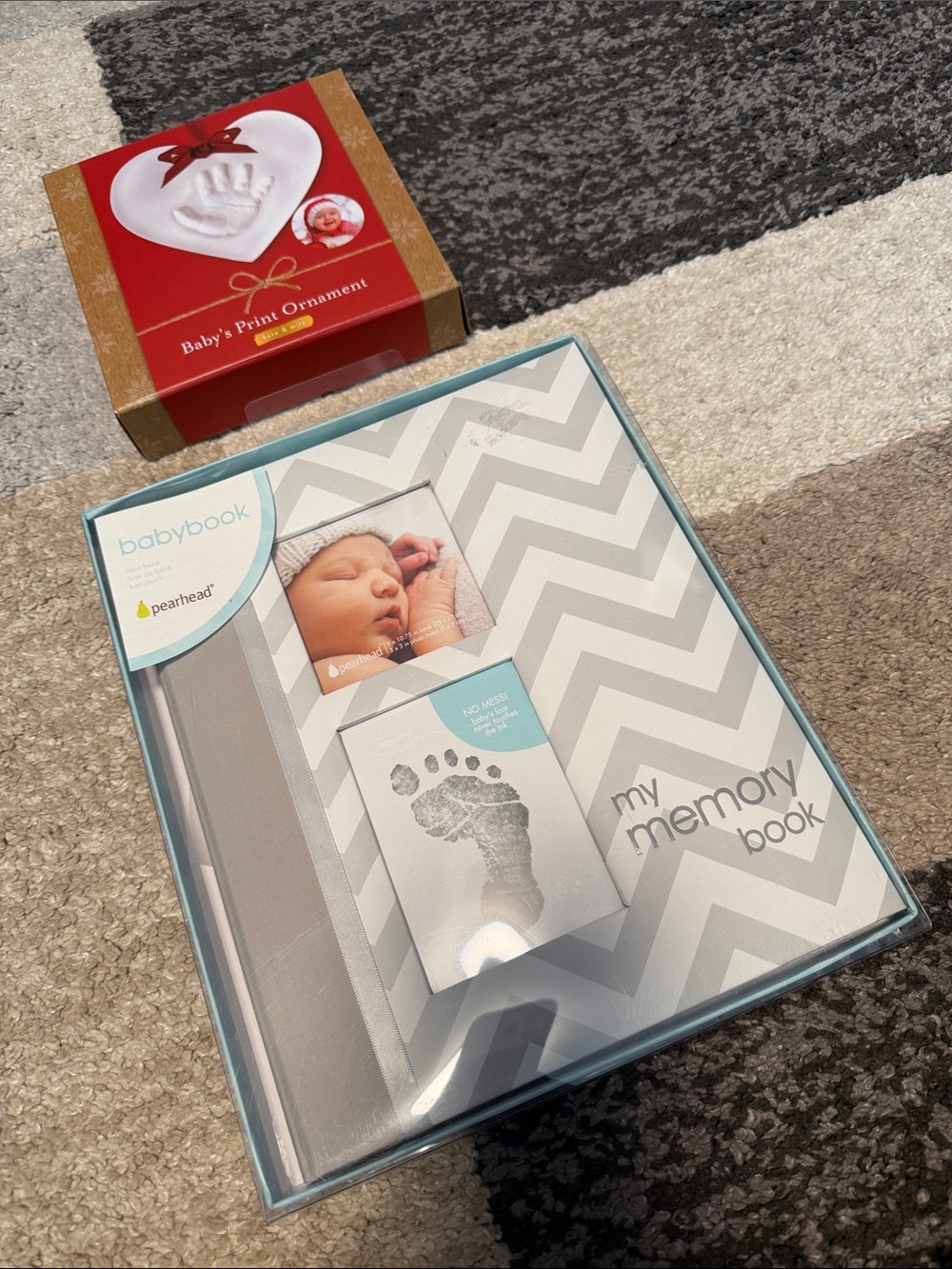 Baby keepsakes: memory book and handprint ornament kit, NEW!